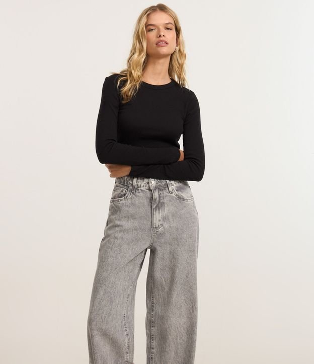 Pantalón Wide Leg en Jeans con Cintura Alta