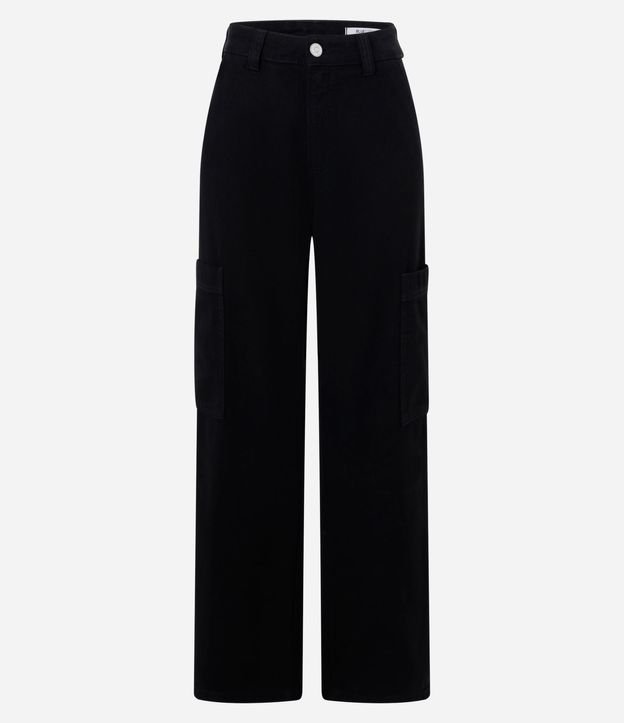 Pantalón Cargo Tiro Alto en Sarga con Bolsillo Lateral 4