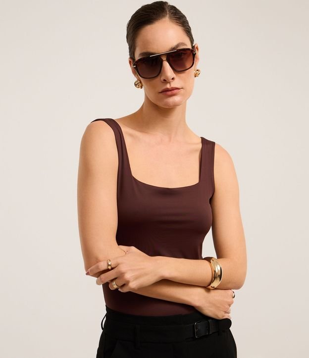 Blusa en Poliamida con Escote Cuadrado