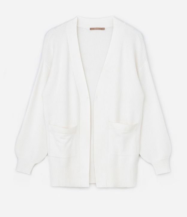 Cardigan en Punto con Manga Abullonada Curve & Plus Size 4