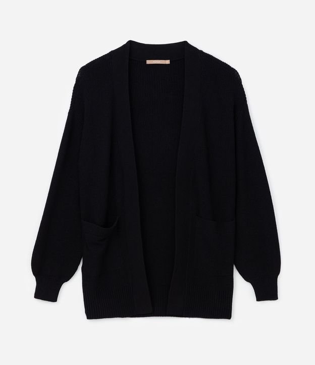 Cardigan en Punto con Manga Abullonada Curve & Plus Size