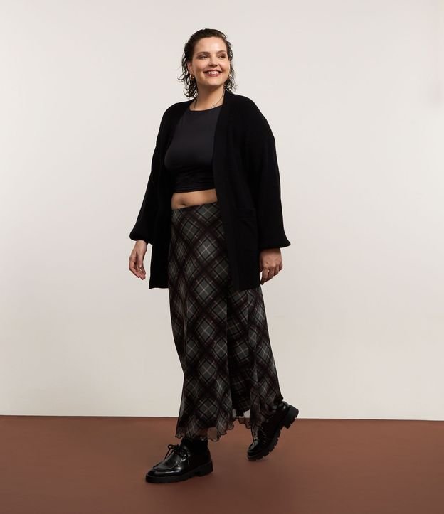 Cardigan en Punto con Manga Abullonada Curve & Plus Size 2