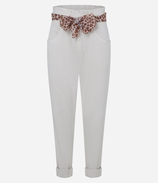 Pantalón Mom en Jeans con Pañuelo Estampado Animal Print 5