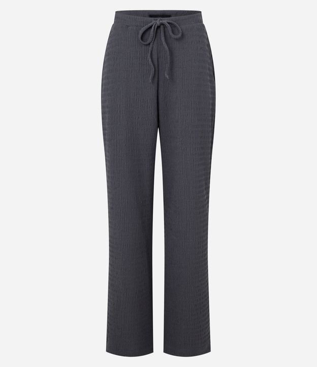 Pantalón Recto con Textura y Cintura Elástica