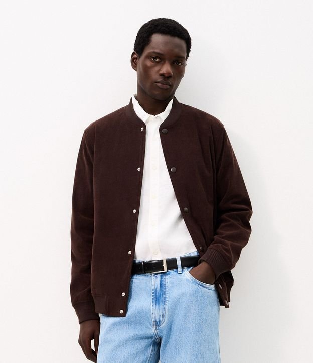 Campera Bomber en Terciopelo con Botones Forrados