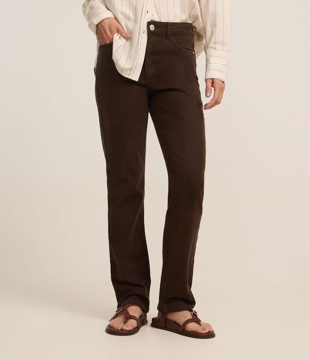 Pantalón Slim Cintura Mediana en Jeans con Elastano y Encaje 4