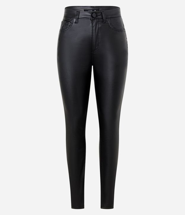 Pantalón Skinny en Sarga Resinada con Cintura Mediana 6