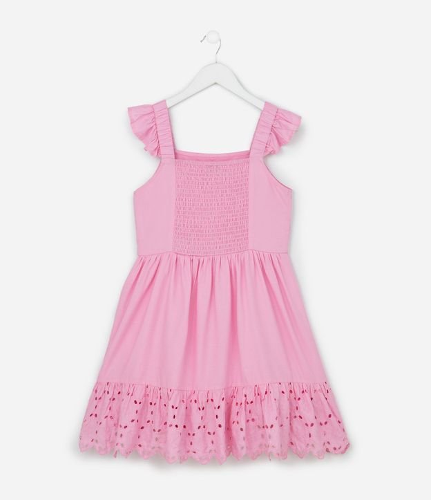 Vestido Infantil con Broderie y Fruncido - Talle 5 a 14 años 3