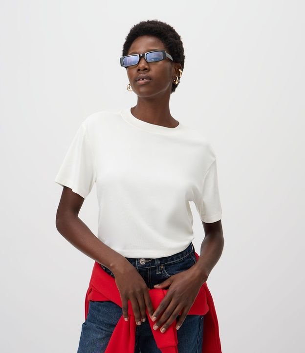 Blusa en Algodón Pima con Cuello Redondo