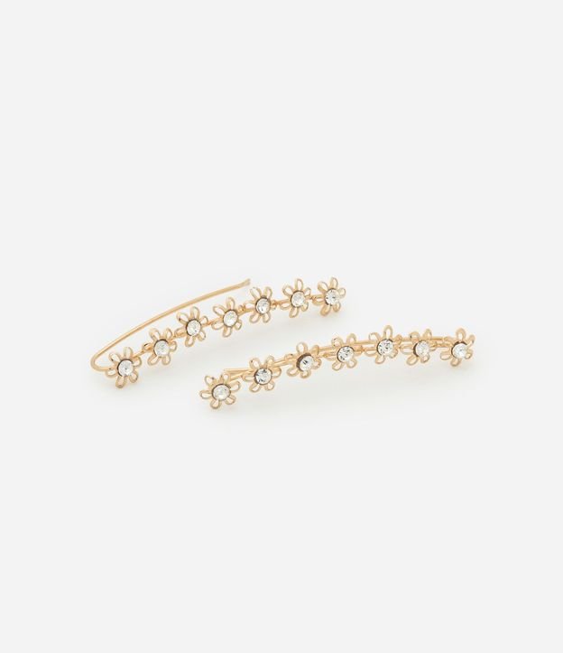 Caravana Ear Cuff con Flores y Pedrería con Strass 2