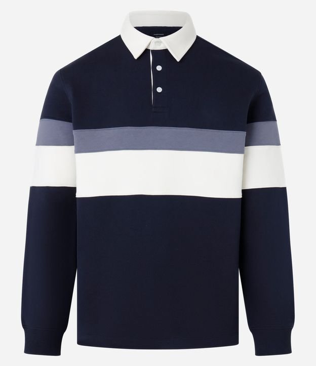 Saco Algodón con Cuello Polo Estampa Bloque de Color 5