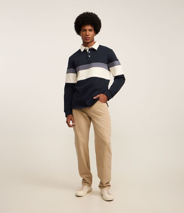 Saco Algodón con Cuello Polo Estampa Bloque de Color 3