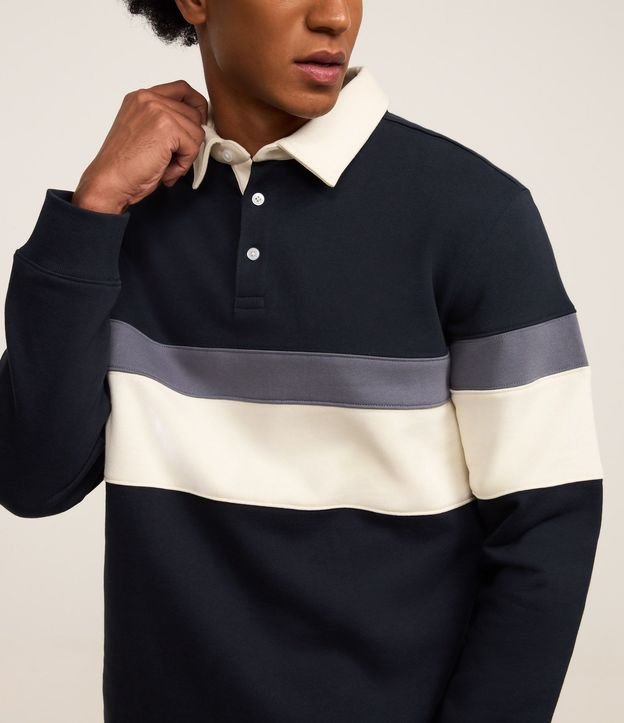Saco Algodón con Cuello Polo Estampa Bloque de Color 4