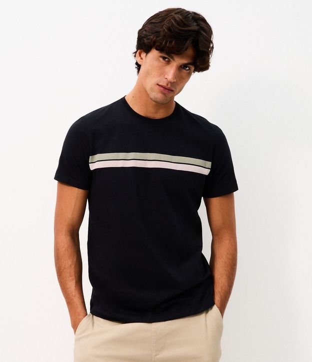 Remera Regular en Algodón con Rayas