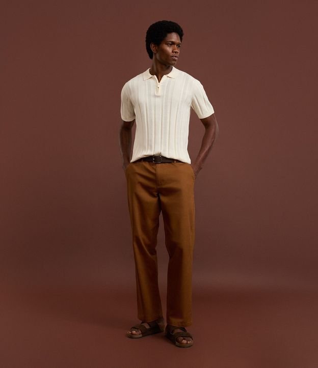 Camisa Cuello Polo con Cremallera en Algodón Texturizada 3