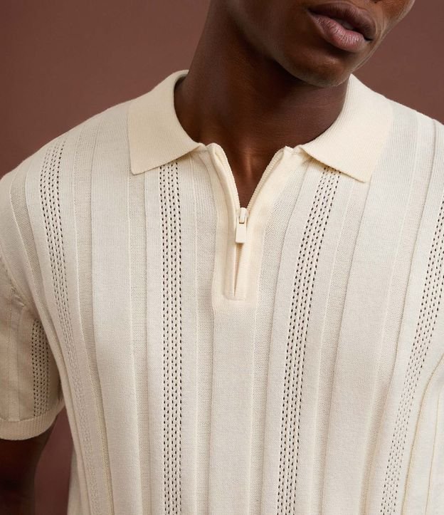 Camisa Cuello Polo con Cremallera en Algodón Texturizada 4