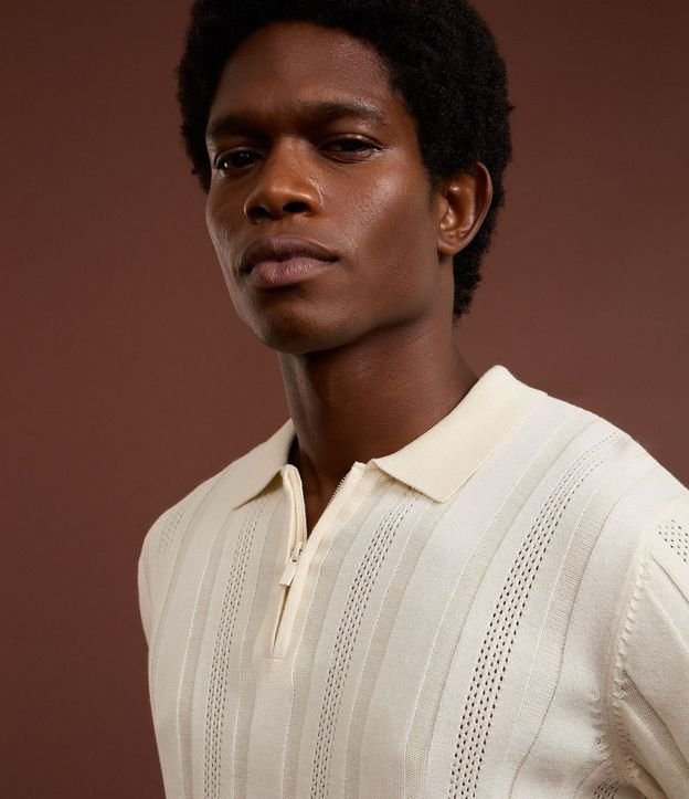Camisa Cuello Polo con Cremallera en Algodón Texturizada 6