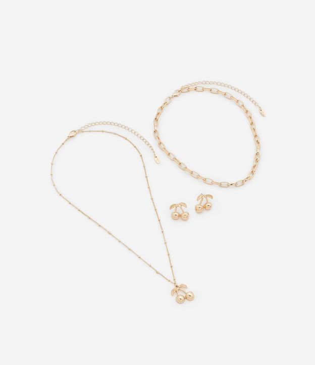 Conjunto de Collar Capas y Caravanas con Colgante de Cerezas 2