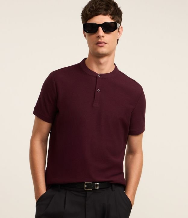 Camisa Polo Slim en Piquet Texturizado con Cuello Polo