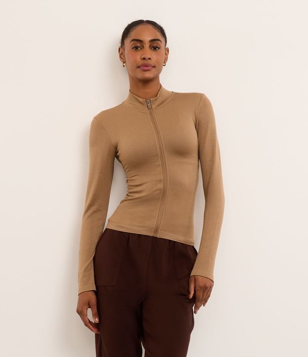 Campera Deportiva Seamless con Cuello Alto
