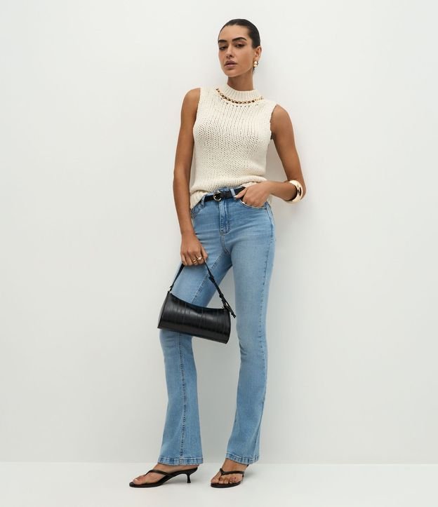 Pantalón Bootcut Jeans con Elastano y Bolsillo Reloj