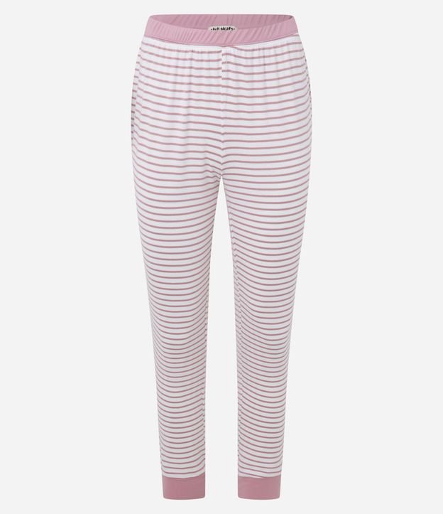 Pijama Largo en Punto con Botones y Estampa Rayada 8