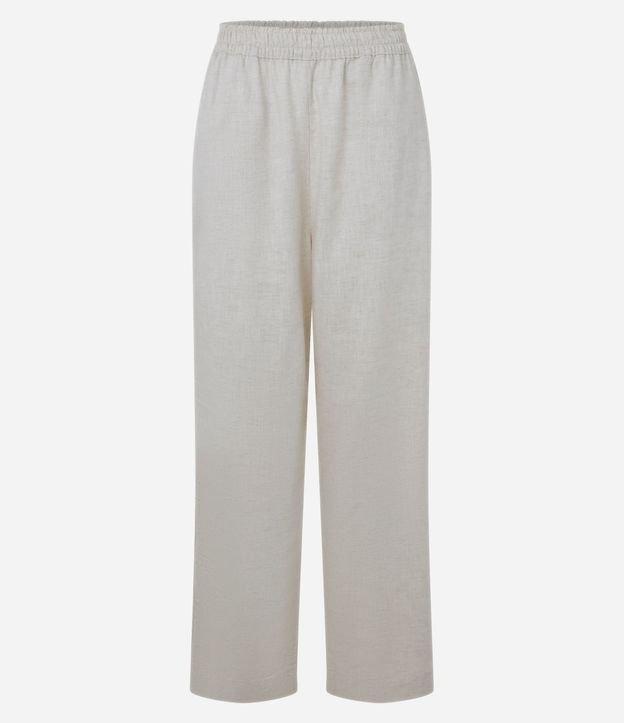 Pantalón Recto en Sarga con Cintura Elástica
