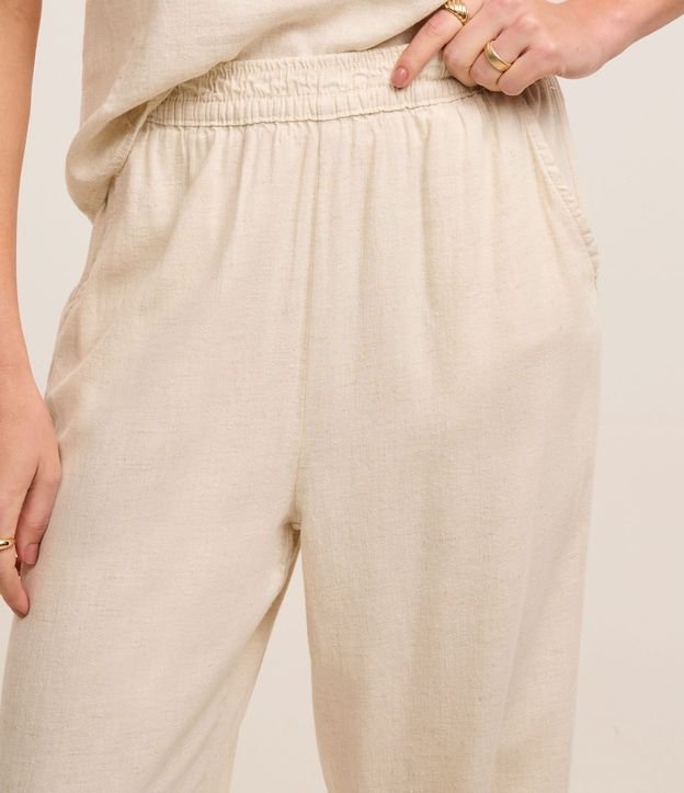 Pantalón Recto en Sarga con Cintura Elástica 4