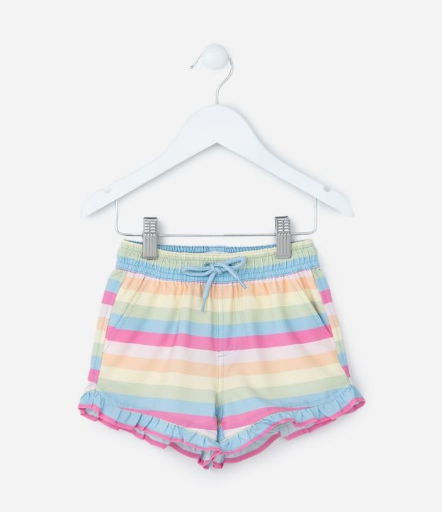 Short Infantil con Volado y Estampa Rayada - Talle 1 a 6 años