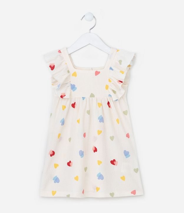Vestido Infantil Texturizado con Estampa Corazones - Talle 1  a 6 años