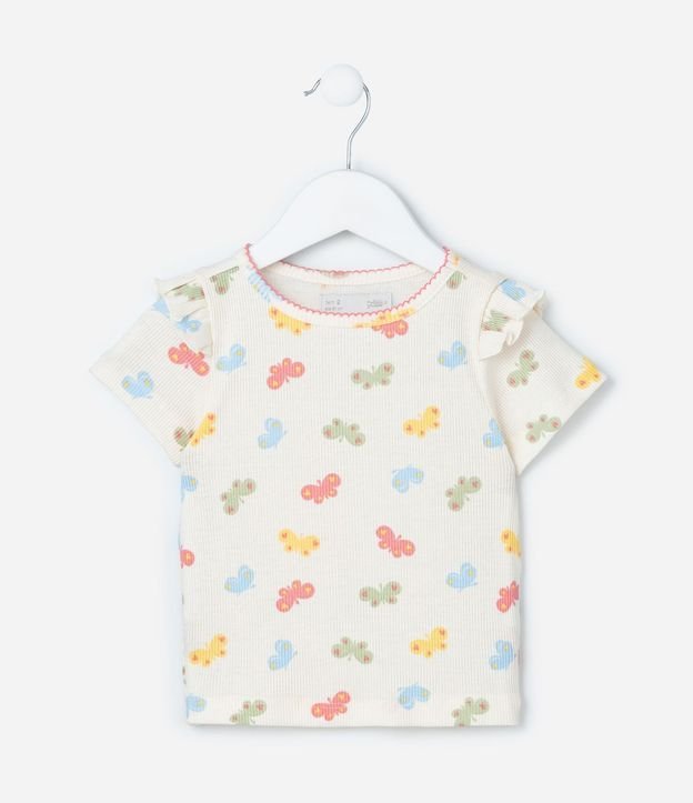Blusa Infantil con Volado y Estampa Mariposas - Talle 1 a 6 años