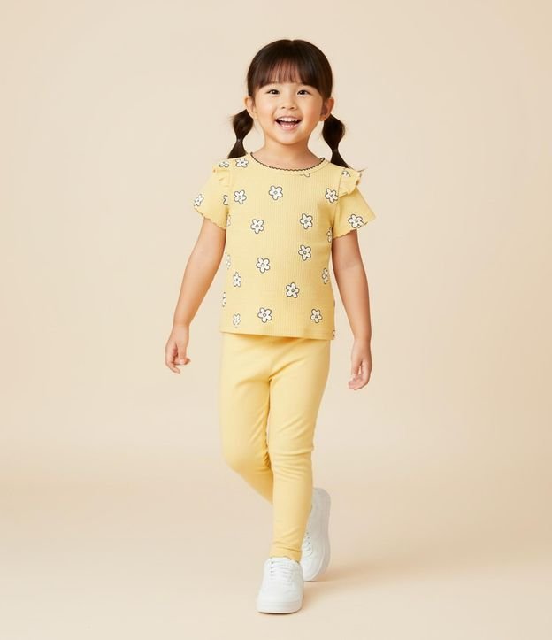 Blusa Infantil con Volado y Estampa Flores - Talle 1 a 6 años