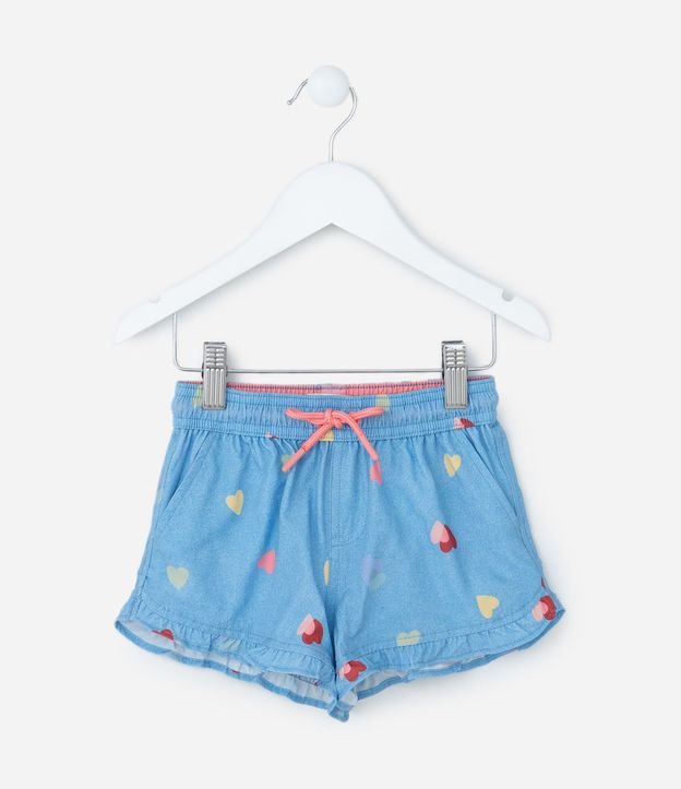 Short Infantil con Volados y Estampa Corazones - Talle 1 a 6 años