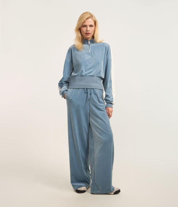 Pantalón Wide Leg en con Lazo en la Cintura y Raya Lateral 1