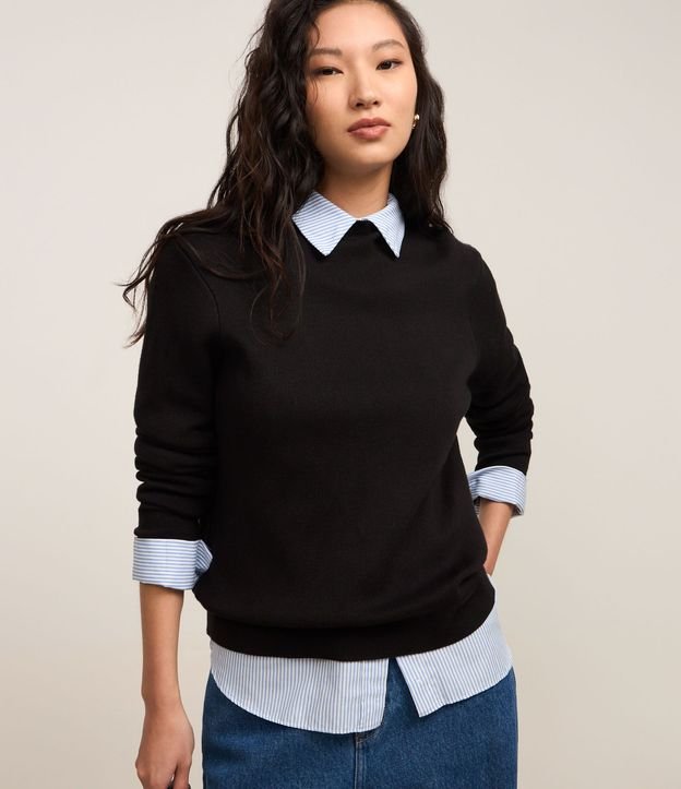 Blusa de Punto con Cuello Alto