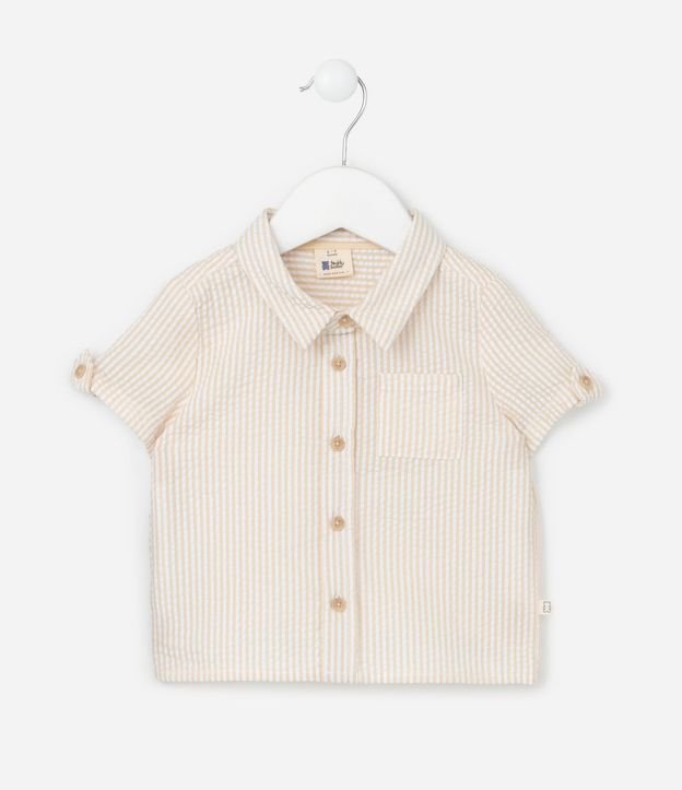 Camisa Infantil Texturizada con Pequeño Bolsillo - Talle 0 a 18 meses