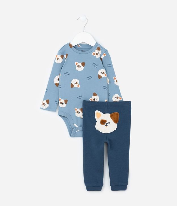 Conjunto Infantil en Suedine con Estampa Perrito - Talle RN a 18 meses 3