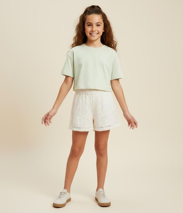 Short Infantil en Tule Bordado - Talle 5 a 14 años