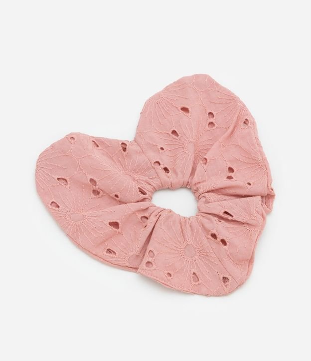 Scrunchie Infantil en Broderie Formato Corazón - Talle único