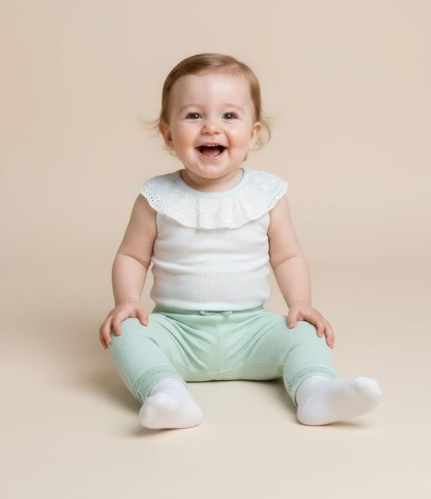 Pantalones Infantiles con Cintura Doblada y Lazo Aplicado - Talle RN a 18 meses