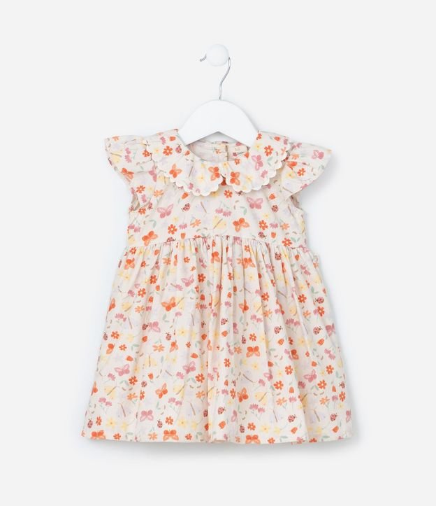Vestido Infantil con Babados y Estampa Floral - Talle 0 a 18 meses 4