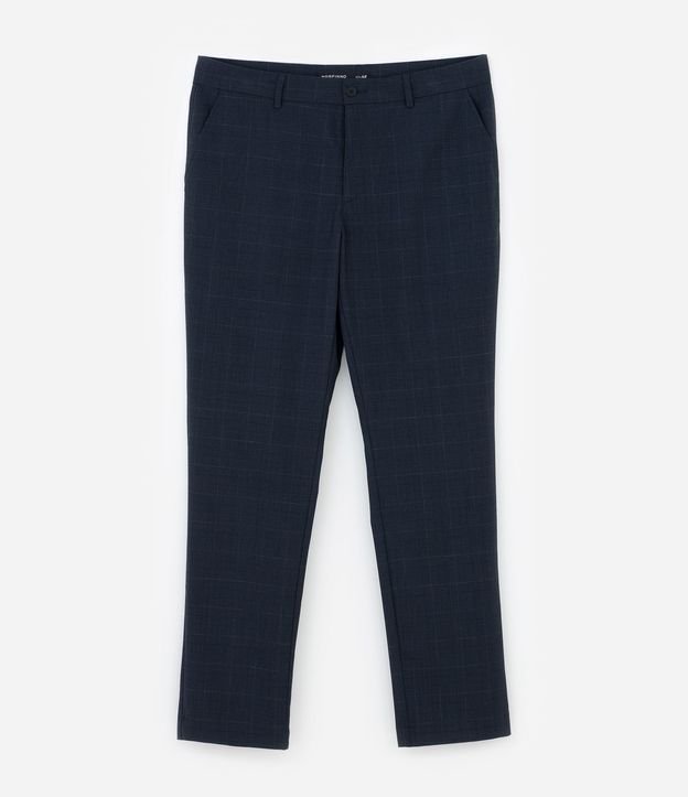 Pantalón Slim en Sastrería con Estampa de Cuadros en Hilo Teñido