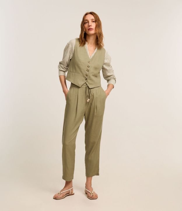 Camisa en Viscolino con Rayas en Hilo Teñido y Cuello Pdre 2