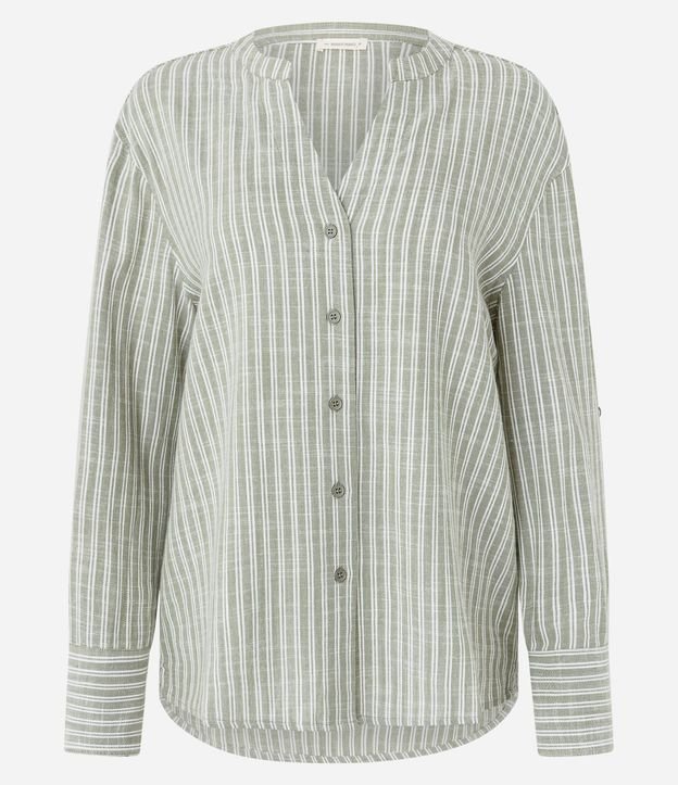 Camisa en Viscolino con Rayas en Hilo Teñido y Cuello Pdre 6
