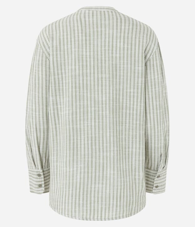 Camisa en Viscolino con Rayas en Hilo Teñido y Cuello Pdre 7