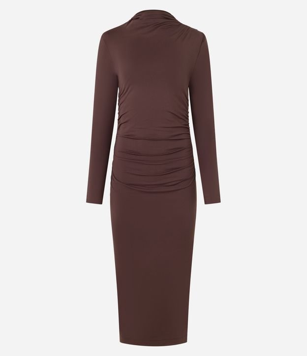 Vestido Midi en Poliamida con Cuello y Detalle Fruncido 8