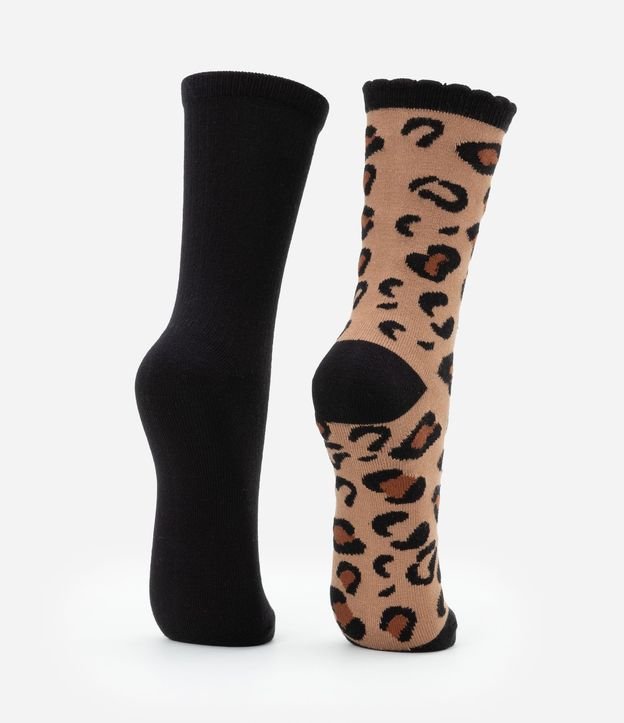 Kit 02 Medias Caña Larga en Poliamida con Estampa Animal Print leopardo 3