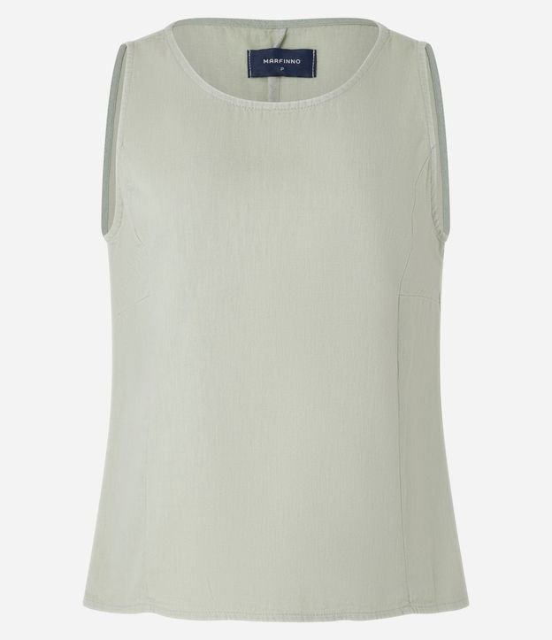 Blusa sin Manga en Sarga con Escote Redondo 6