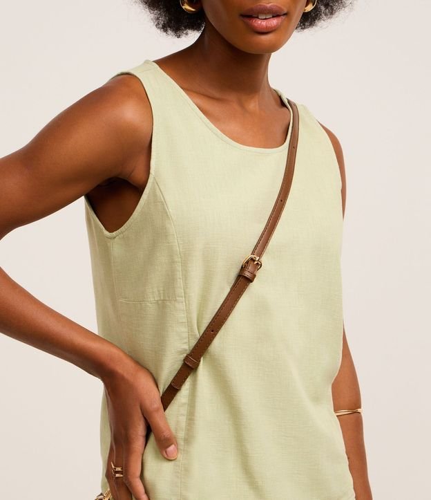 Blusa sin Manga en Sarga con Escote Redondo 5