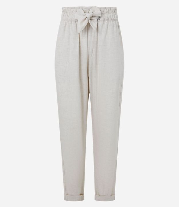 Pantalón Carrot en Sarga con Cintura Elástica y Lazo en la Cintura 7